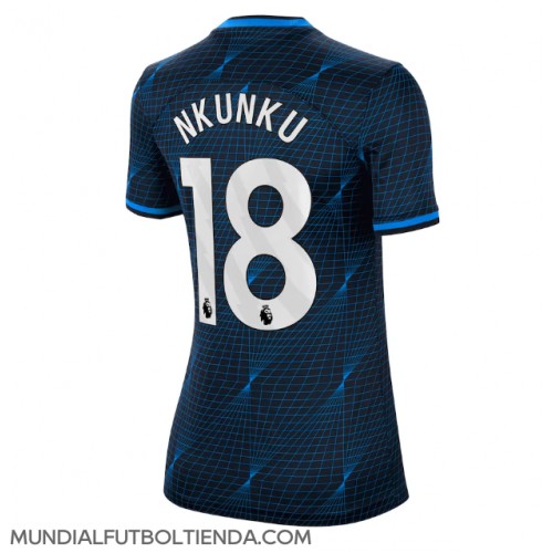 Camiseta Chelsea Christopher Nkunku #18 Segunda Equipación Replica 2023-24 para mujer mangas cortas